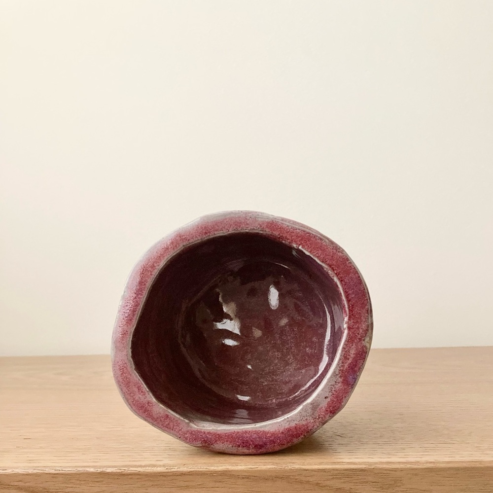studio pottery rustic wabi sabi bowl rose pink handmade ceramic dish imperfect - Picture 10 of 10